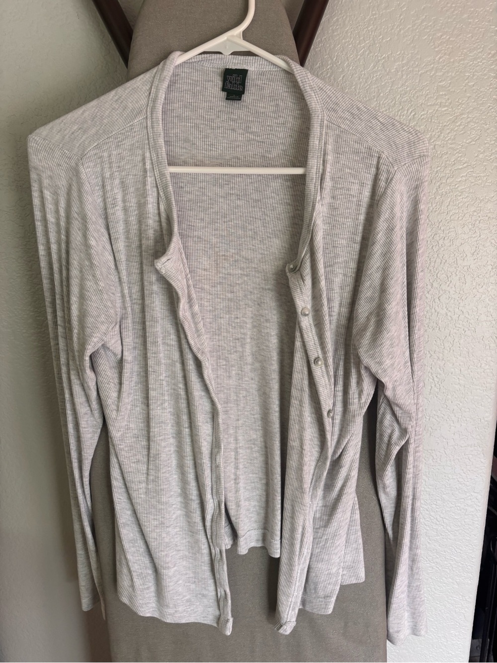 wild fable Light Gray Ribbed Button-Front Cardigan